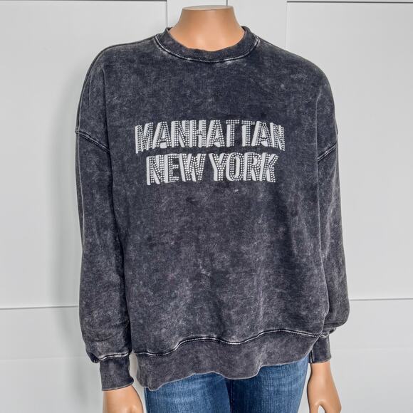 Wild Fable, Manhattan New York Embellished Oversized Crew Neck Sweatshirt, XXS - Picture 2 of 9